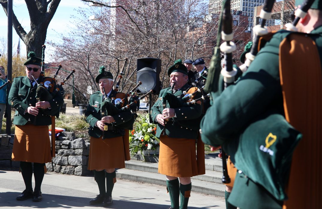 Pipers perform at the St. Patrick’s Day Commemoration on March 17.