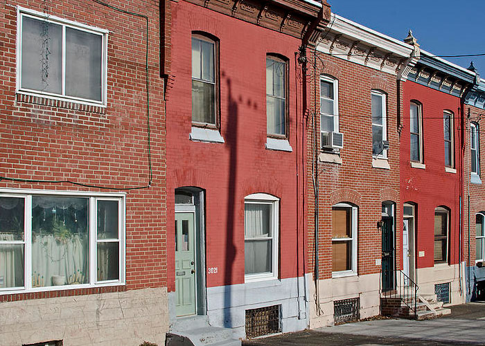 Casas adosadas de ladrillo en Filadelfia.