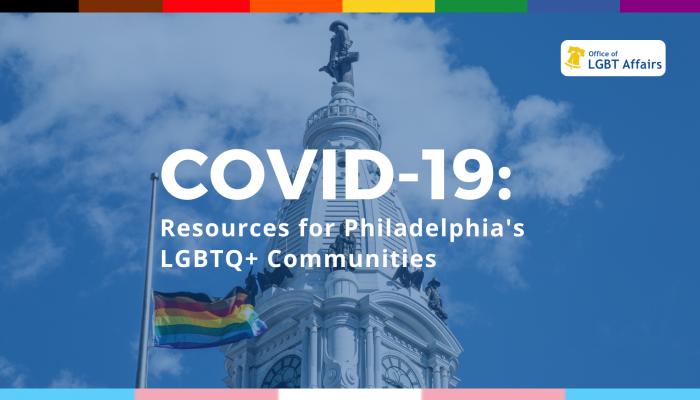 Un gráfico que dice lo siguiente: COVID-19: Recursos para las comunidades +LGBTQ