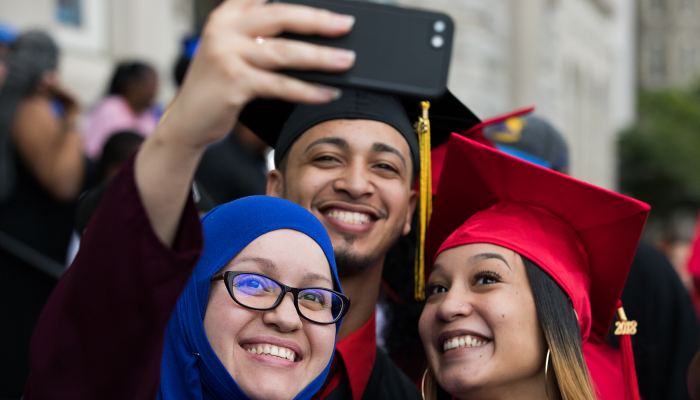 Adult learners at graduation