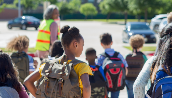 Crossing Guard Guiding Students