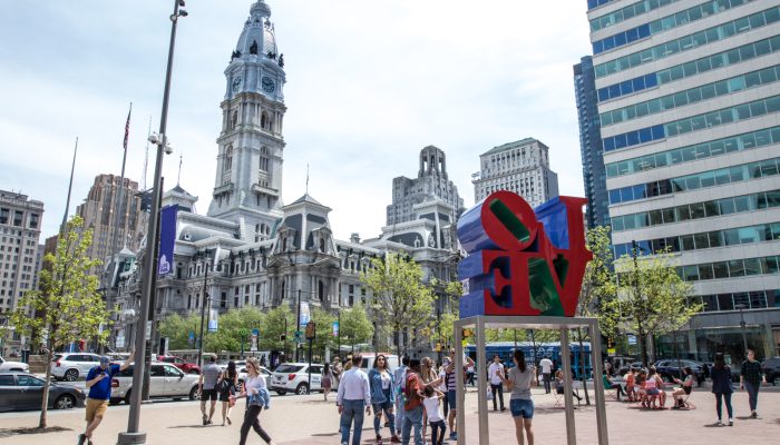 City Hall with LOVE Park in the foreground