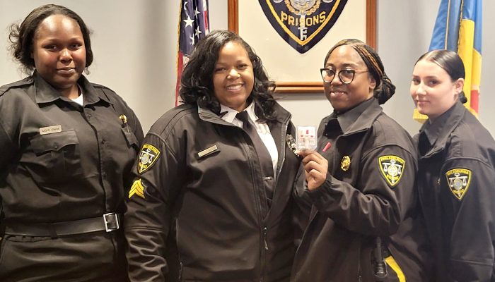 From Left to Right: Correctional Officers Cianna Gland, Generra Edwards, Megan Horn, and Correctional Sergeant Jerrika Gadson, were recognized for their efforts in administering Narcan and saving people’s lives from overdose.